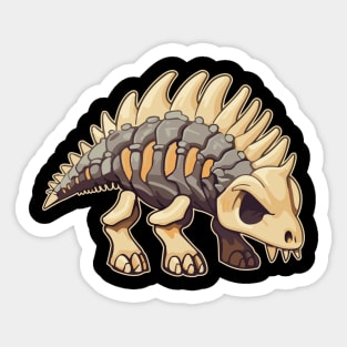 Scary Chibi Stegosaurus Isometric Dinosaur Skeleton Sticker